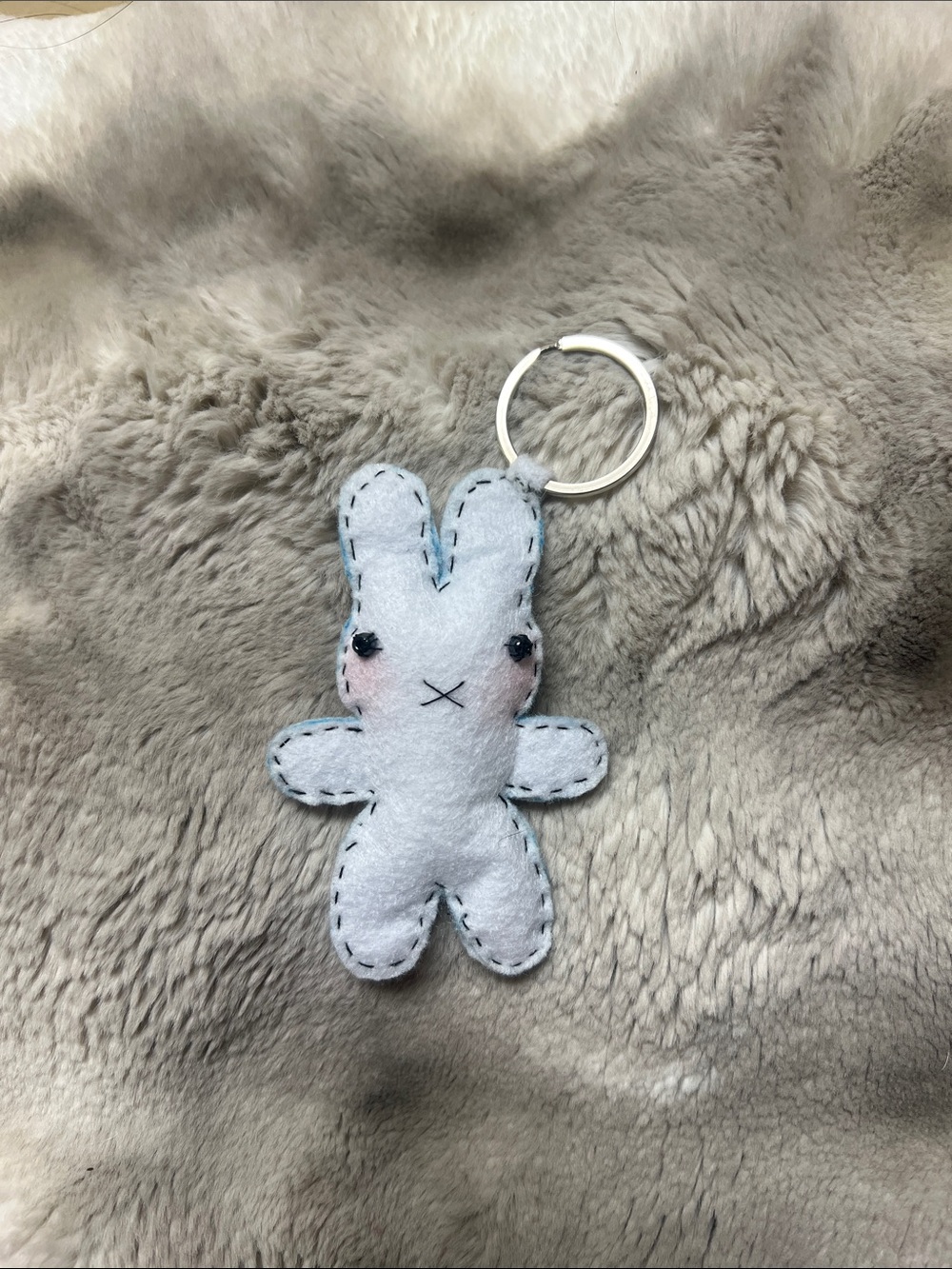 Plush Bunny Keychain in Light Gray - Kids Accessories